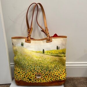 Dooney & Bourke Sunflower Fields Landscape Large Tote Bag